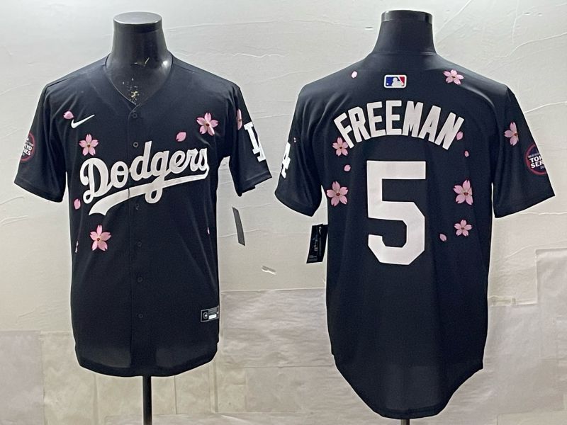 Men 2025 Nike Los Angeles Dodgers #5 Freeman Black Game MLB Jersey 09
